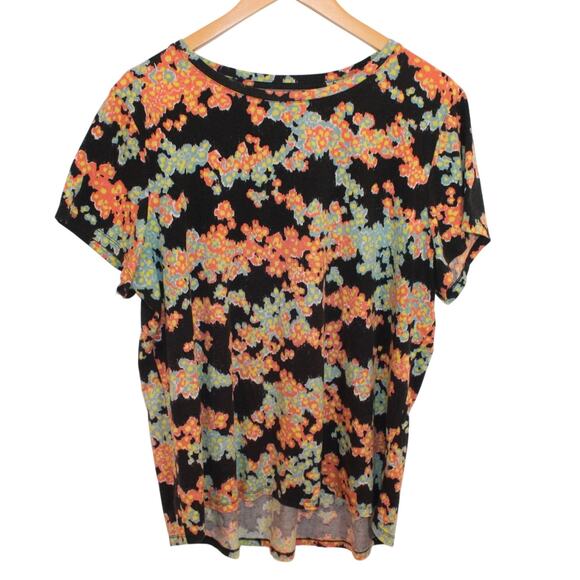 J Jason Wu Black Floral Short Sleeve Women’s Top Size XL - Picture 1 of 8
